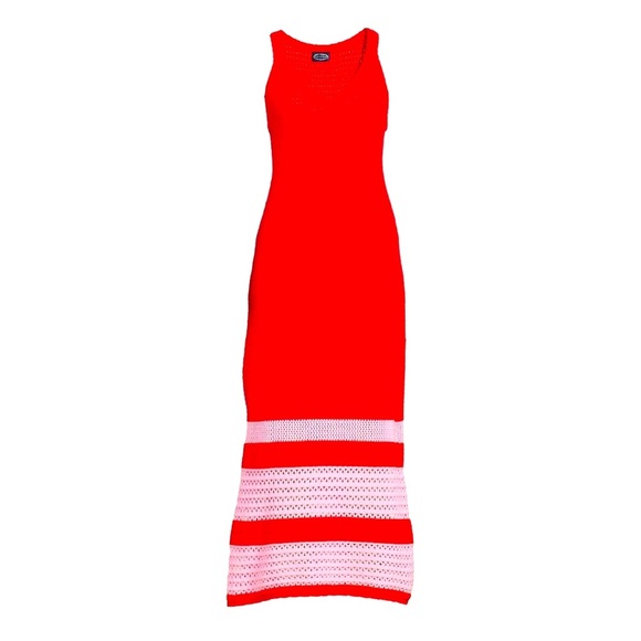 Scoop red pink colorblock A-line mid-weight Crochet stretch dress size XS new - Picture 2 of 3